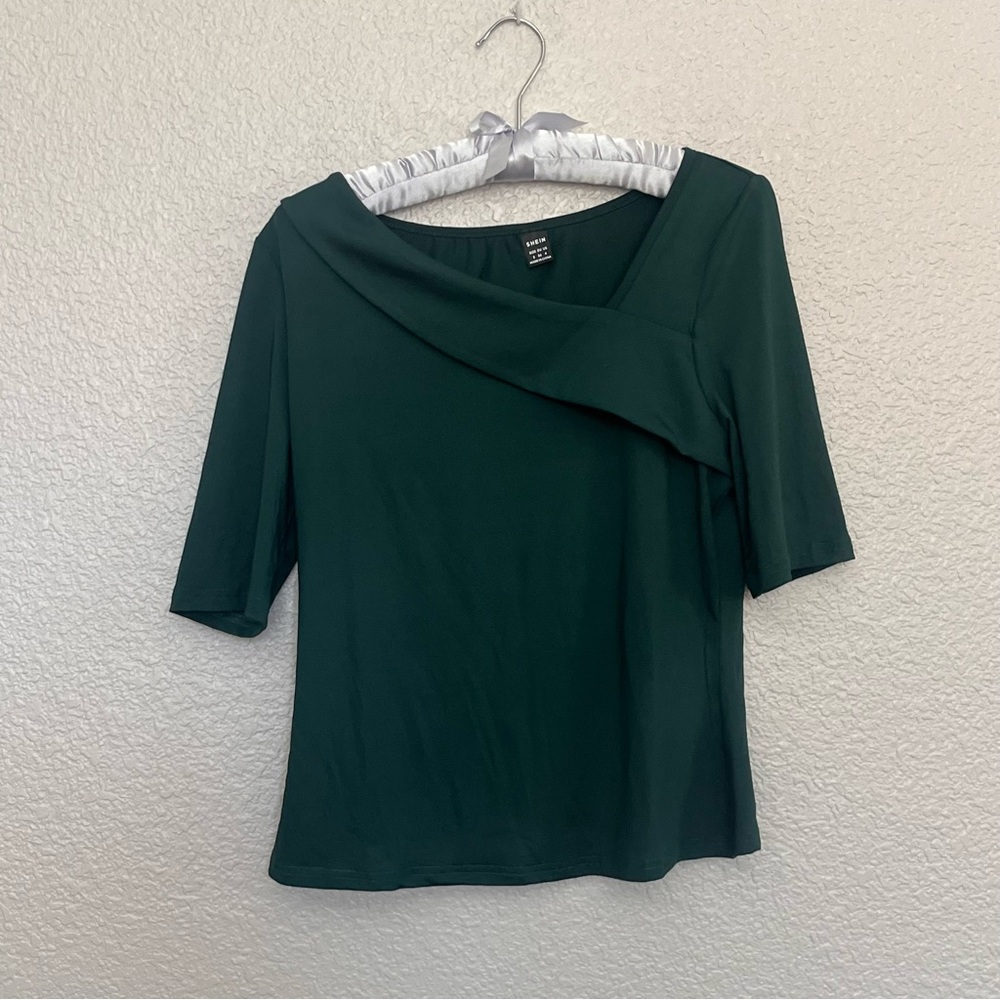SHEIN Emerald Deep Green Asymmetrical business casual Blouse size small